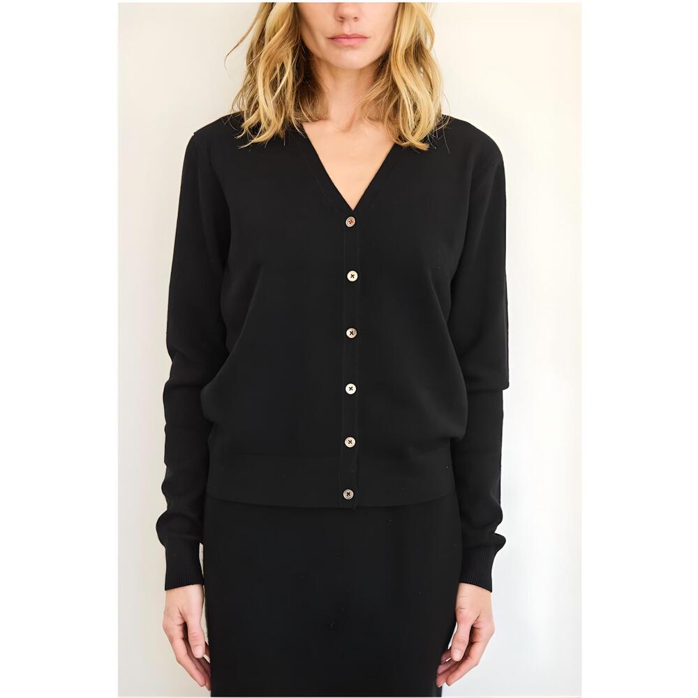 NEW BRAZEAU TRICOT milan tulle back cardigan in black